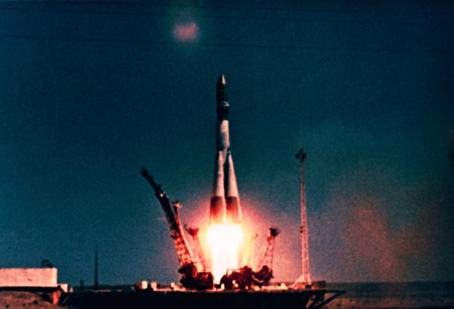 Mandatory Credit: Photo by REX/Shutterstock (216661bd) 'VOSTOK' SPACE SHIP WITH YURI GAGARIN ON BOARD, BAKONUR, RUSSIA - 12 APR 1961 HISTORY OF THE RUSSIAN SPACE PROGRAMME